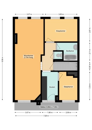 Floorplan - Larensestraat 78, 2574 VL Den Haag